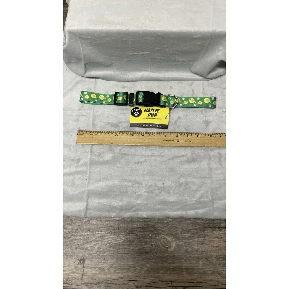 Native‎ Pup Large Dog Collar Green Chick Pattern Adjustable Buckle